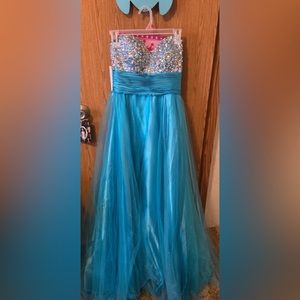 Blue and sliver prom dress size 4